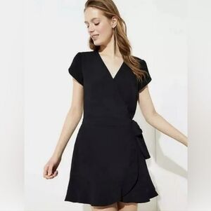 LOFT Black Wrap Skort Romper Dress Size 16 NWT